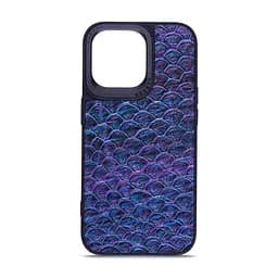 Кожаный чехол для Apple iPhone 15 Pro Max, Harder Virgin Mermaid, синий, термополіуретан ТПУ + экокожа с морской чешуйчатой текстурой, панель, защита корпуса, противоударный, микрофибра, рамка вокру камеры, защита всего корпуса, (ARM76823)