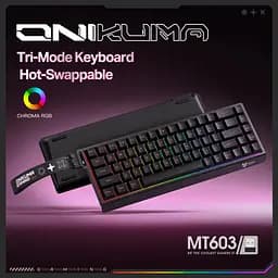Клавіатура Onikuma ігрова MT-63 бездротова з RGB підсвіткою для ПК ігор та геймінгу Чорний - мініатюра 2
