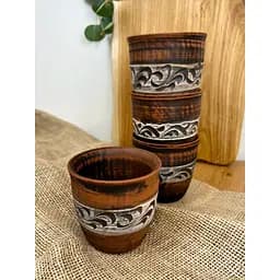 Склянка керамічна (глиняна) різьблена №7 400 мл