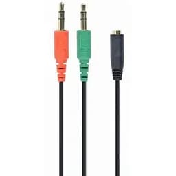 Кабель-переходник Cablexpert 3.5 мм 4-контактный F - 2x3.5 мм M 20 см черный (CCA-418)
