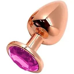 Металева анальна пробка Wooomy Tralalo Rose Gold Metal Plug Magenta S