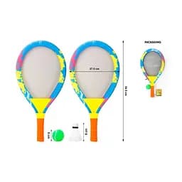 Ракетки TY 600-6 шт розмір 54.5 см, м'ячик, воланчик, в сітці (6974635300146)