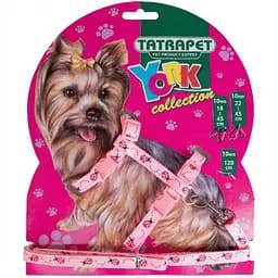 Набір шлея і повідець для собак TatraPet York рожевий 1 х 18-45 x 120 см