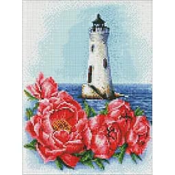 Алмазная мозаика Маяк с пионами ©Анна Кулик AMO7552 Идейка 30х40 см