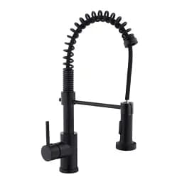 Смеситель кухонный Zegor SAP4-G090KB с пружиной и выдвижным изливом Черный 30412