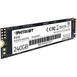 SSD-диск - накопичувач внутрішній NVMe М2 Patriot P310P240GM28 240GB