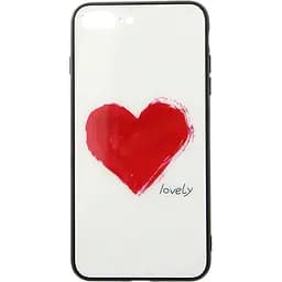 Чохол-накладка Toto Glass Fashionable Case Apple iPhone 7 Plus/8 Plus Red Heart on White
