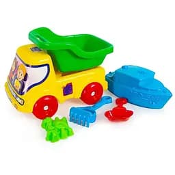 Машинка Bamsic Самоскид №4 3686 яскравий і міцний ігровий набір для пісочниці з лопаткою, граблями та формочками