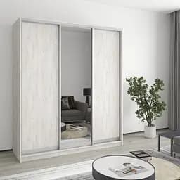 Шкаф-купе трехдверный MebelStar Стандарт AL 2ДСП/Зеркало 180x60x210 см Аляска серый (MBS-2956)