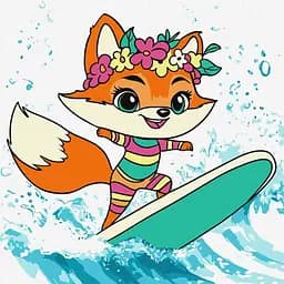 Картина по номерам "Літо. Лисичка ловить хвилю" ©art_selena_ua KHO1248, 25х25 см