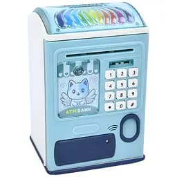 Скарбничка-сейф дитяча MK 5060 з кодом і відбитком пальця світло та звук блакитна