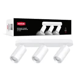 Світильник точковий накладний поворотний без лампи Maxus Spot Light Base GU10x3 White