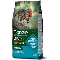 Сухий корм MONGE BWILD CAT Sterilised Беззерновий для стерилізованих кішок з тунцем 10 кг
