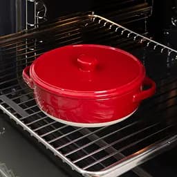 Форма для запікання МВМ My Home кругла з кришкою M 22.5х18х7.5 см (KP-45 M WHITE/RED) - мініатюра 3