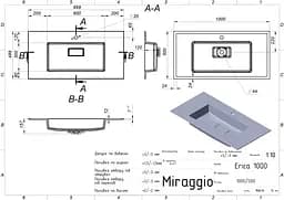 Умивальник Miraggio ERICA 1000 (8813491) Miramarble, Глянцевий, Накладний/Врізний, Білий - мініатюра 2