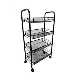 Етажерка металева на колесах з 4 металевими полицями Чорний (348669)