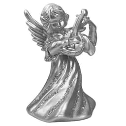 Новорічна підвіска MIS LT Янгол з бандурою великий 6х4,5х10 см срібний