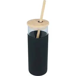 Скляна пляшка OldBro Tumbler з бамбуковою трубочкою Black 550 мл
