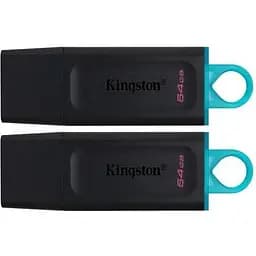 Флэш накопитель USB 64Gb Kingston DataTraveler Exodia черный/Teal USB 3.2 Gen 1 2 шт в комплекте (DTX/64GB-2P)