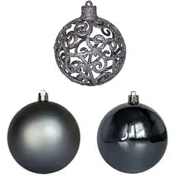 Набір ялинкових куль Devilon 3 шт D8 см матовий глянець гліттер сірий пластик (251697)