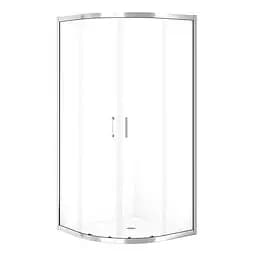 Душевая кабина Cersanit Brasco 90x90 см полукруглая раздвижная прозрачное стекло без поддона хром S16 8-002, прозрачный, хром