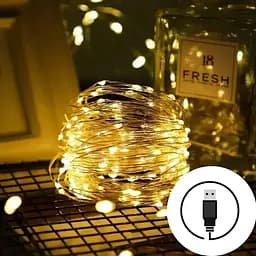 Гірлянда нить USB світлодіодна для дому Роса Теплий білий 10 м - мініатюра 2