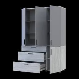 Шафа для одягу Doros Торн Сосна Натті/Сірий 3 ДСП/3Ш (полиці) 135х51.6х200 (44900514) - мініатюра 3