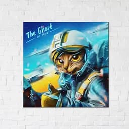 Картина постер на полотні BrushMe Котик Привид Києва