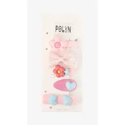 Заколки для девочки Polin 5 шт 4048A-15 Розово-голубой