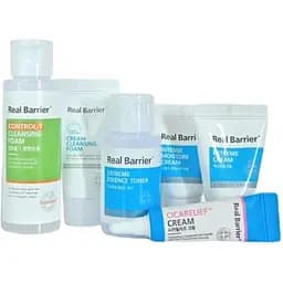 Набор миниатюр Real Barrier Essential Kit: Пенка для умывания 50 мл + Пенка для умывания кремовая 15 мл + Крем для лица 10 мл + Крем для лица 10 мл + Крем для лица 5 мл