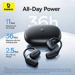 Навушники Baseus Eli 2i Fit Open-Ear TWS спортивні амбушюри для бігу, тренажерного залу та їзди на велосипеді – чорні - мініатюра 5