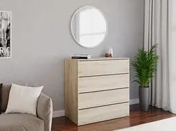 Комод Flamecame на 4 ящика с ручками на всю длинну из ДСП II FTX-4 Дуб сонома