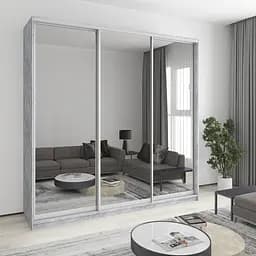 Шафа-купе тридверна MebelStar Уні AL 3 Дзеркала 240x60x240 см Бетон (MBS-2014)