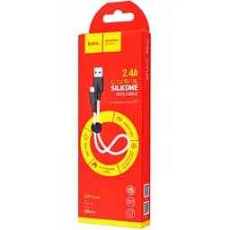 Кабель Hoco X21 Pisces Cable USB to MicroUSB 2,4A 0.25m Black - White - мініатюра 2
