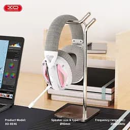 Навушники накладні XO BE46 2.4G Gaming Headset with Type-C+USB 2-in-1 Adapter Біло-рожеві - мініатюра 3