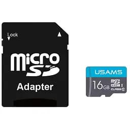 Карта пам'яті Usams US-ZB117 (TF High Speed Card) microSDHC Class 10, 16GB з адаптером Blue
