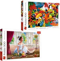 Набор Пазлы - (500+500 элм.) - "Цветовые птички" + "Маленькая балерина"