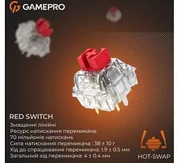 Клавиатура игровая механическая GamePro GPMK-116 Genesis Silver light USB Red Swich Hot-Swap N-KRO Grey - мініатюра 7