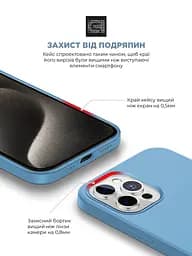 Силиконовый чехол для Apple iPhone 15 Pro Max, ICON2 Case, голубой, противоударный, панель, защита всего корпуса, матовая поверхность Soft Touch, выступает над дисплеем, совместим с защитными стеклами и пленками, с микрофиброй, ArmorStandart (ARM77004) - мініатюра 5