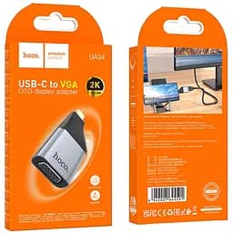 Перехідник Hoco UA34 Type-C to VGA Metal grey - мініатюра 6