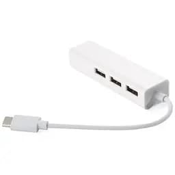 Хаб USB 2.0 Type-C -> 3xUSB 2.0 + RJ45 Fast Ethernet White