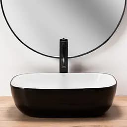 Умивальник Rea Belinda 33,5x46,5 black-white (REA-U6332) - мініатюра 3