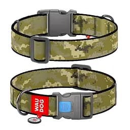 Ошейник для собак нейлоновый Waudog Nylon с QR-паспортом "Милитари" пластиковый фастекс XXL Ш 35 мм Д 46-70 см