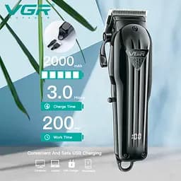 Машинка для стрижки акумуляторна VGR V-282 LCD гребінець (6 насадок) - мініатюра 7