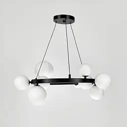 Кольцевая люстра с 10 белыми плафонами в черном корпусе Ø 70 см | Ст. AT32/10R BK+WT | Line F