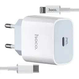 Мережевий зарядний пристрій Hoco C76A Plus Speed source PD20W charger set Type-C to Lightning ( EU ) Білий