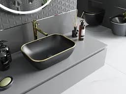 Умивальник Mexen Rita black matt gold Edge накладний MEX-21084575, Золотий - мініатюра 2