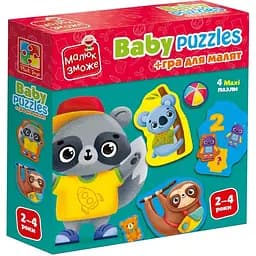 Дитячі розвивальні картонні пазли Тварини. Іграшки VT1722-27 з грою