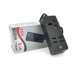 Сетевой фильтр Voltronic ТВ-Т06, 1 розетка + 4 USB, 2 м, сечение 3х0,75мм, 2500W Black - мініатюра 1