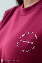 Світшот туніка для вагітних і годуючих оверсайз із трьохнитки для майбутніх мам Mriya M (46) Юла Мама бордовий - мініатюра 4